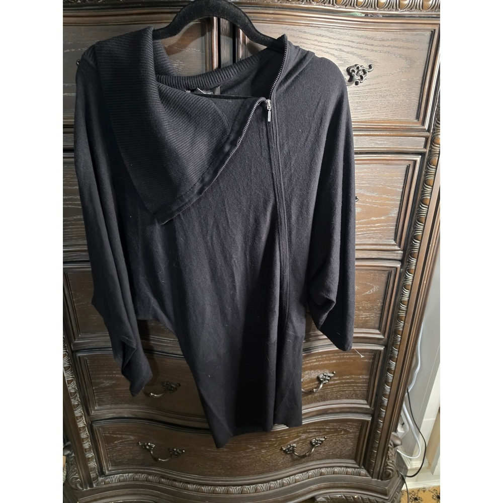 White House Black Market Asymmetric Zip Cowl Neck Dolman Sweater Black XXS